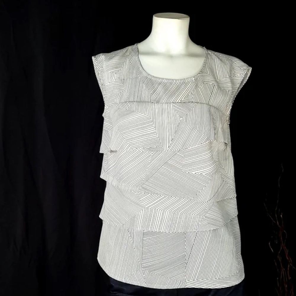 LOFT Layered Panel Striped Cap Sleeve Top - Picture 8 of 9